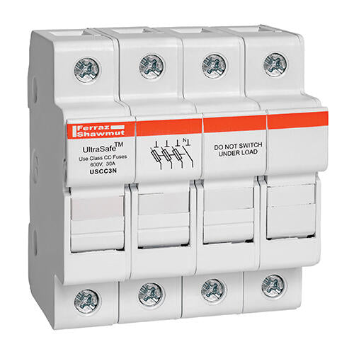 FUSE BLOCK, 3 PHASE PLUS NEUTRAL, FERRAZ SHAWMUT USCC3N